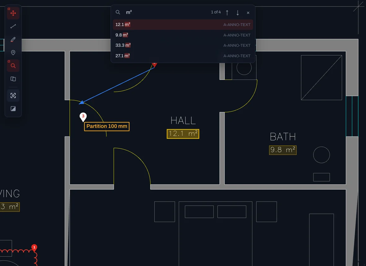 Searching a room name in a floor plan