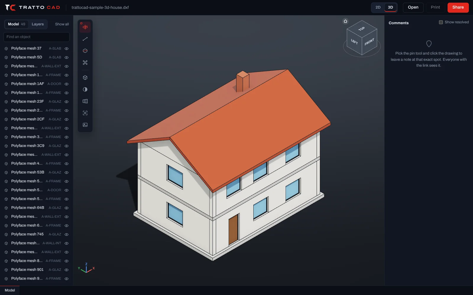 A two-storey house in 3D